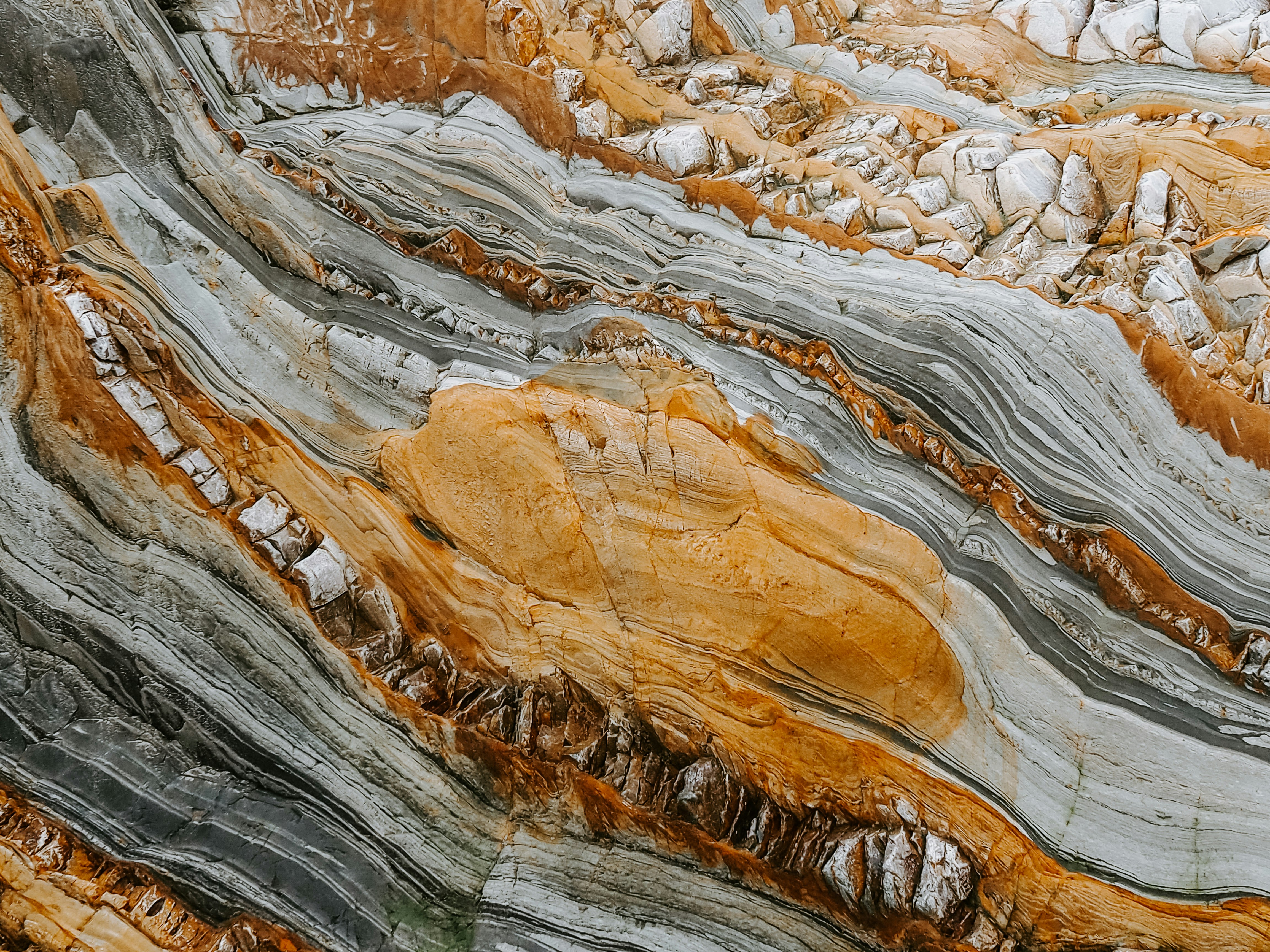 close-up photography of gray and orange stones